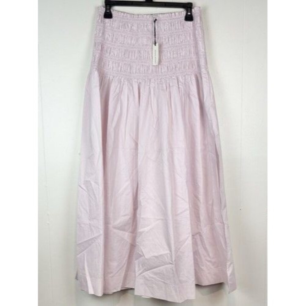 Banana Republic Maxi Skirt Med Pink Smocked Cotton Cottagecore Boho Relaxed NWT